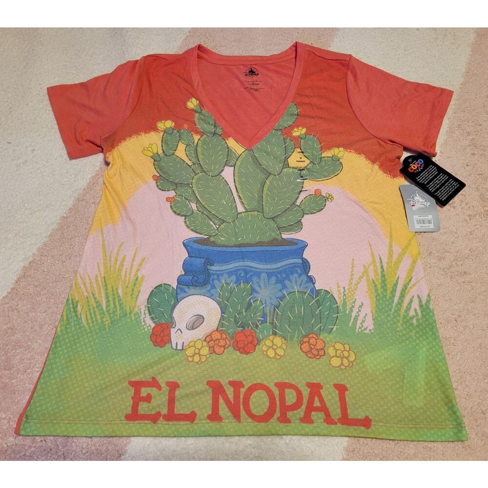 Disney Parks Coco Remember Me El Nopal Cactus Pink Shirt Size L *NWT
